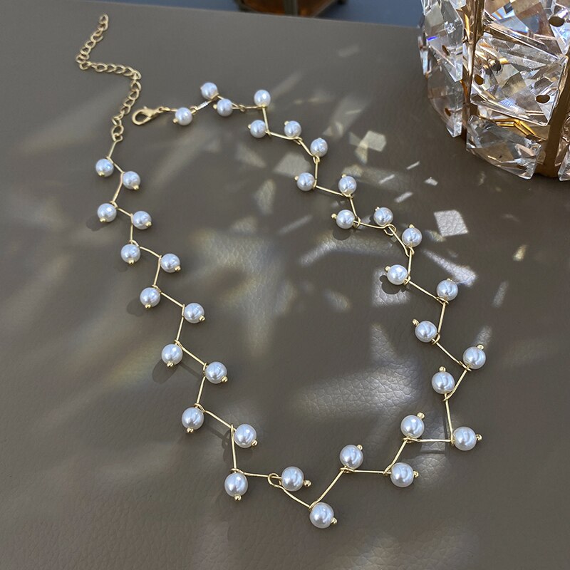Creatieve Parel Tak Vorm Gold Choker Ketting Koreaanse Mode-sieraden Goth Meisje Ongebruikelijke Sleutelbeen Ketting Voor Vrouw: Goud-kleur