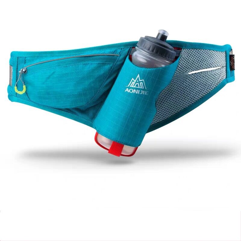 AONIJIE Sport Taille Packungen Lauf Gürtel Wasser Gürtel Pack Für Marathon- Joggen Radfahren Trink Mit Flasche E849: Blau mit Flaschen