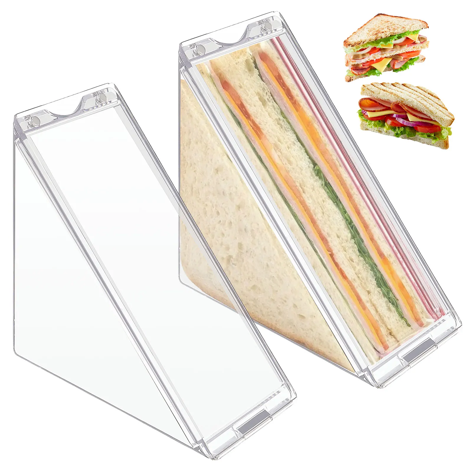 2 stücke Sandwich Behälter Kunststoff Dreieck Sandwich Box Klar Sandwich Bento Box Sandwich Verpackung Box Für Sandwich Kuchen Dessert: Default Title