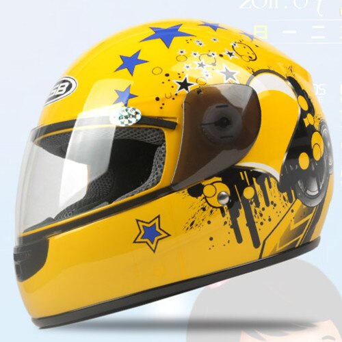 Children Motorcycle Helmet Safety Kids Full face motorbike helmet E-bike helmet with Neck cover Winter helmet For boy and girls: yellow