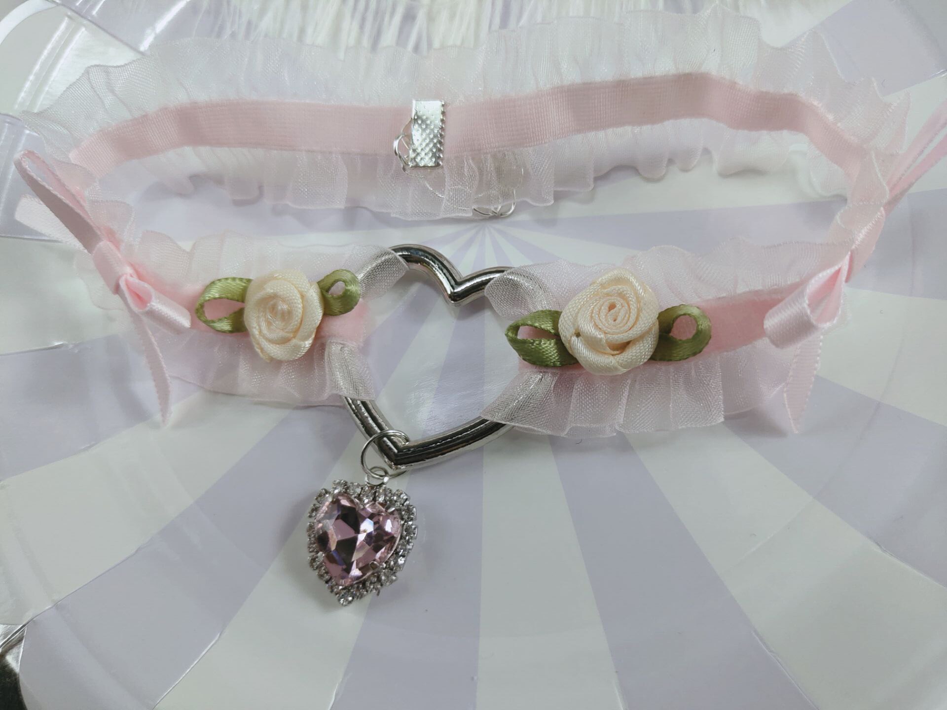 Goth Sieraden Harajuku Lolita Meisje Hart Handgemaakte Boog Rose Retro Choker Ketting Roze Decoratie Kant Ketting Accessoires: Default Title