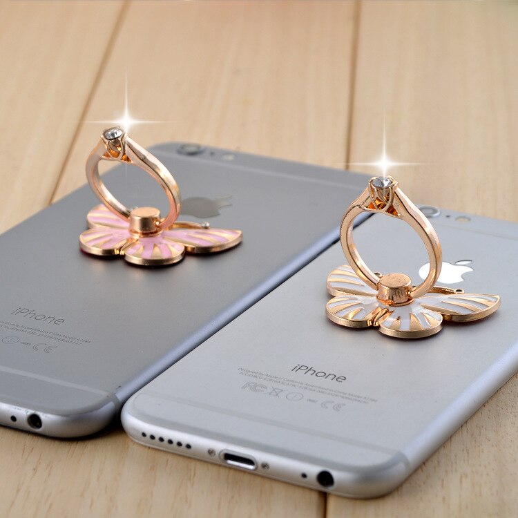 Metal Surface Butterfly Phone socket ring Holder Universal Mobile Phone Finger Holder Flexible Phone Stand for all Smart Phone