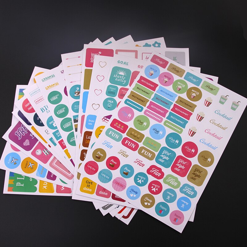 730pcs Planner Stickers Pack Waterproof Label School Stationery Sticker Deco Scrapbook Stickers Journal Stickers Daily Planner