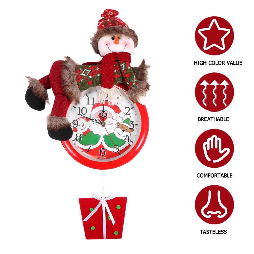 1pc Cartoon Snowman Wall Clock Christmas Clock Wall Clock Decor Xmas Wall Clock for Office Room Party