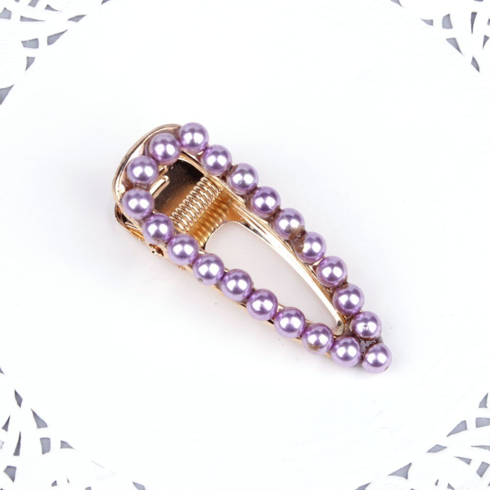 1 Pieces Cute Pearl Baby Girl Infant Hair Accessories Clothes Clips Hairpins Newborn Headwear Toddlers: Purple