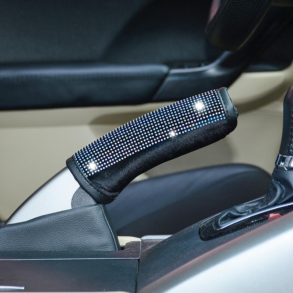 Cubierta de freno de mano de coche, protector de empuñaduras de freno de mano de estilo ostentoso, accesorios de decoración Interior de automóvil, cubiertas de relleno de cristal 1