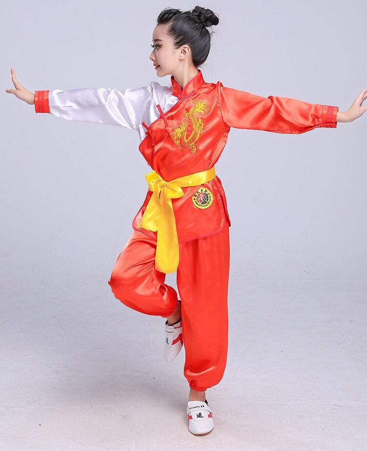 Lasten kiinalaiset perinteiset wushu-vaatteet lapsille kamppailulajien univormu kung fu -puku tytöille pojille lavaesitys pukusetti