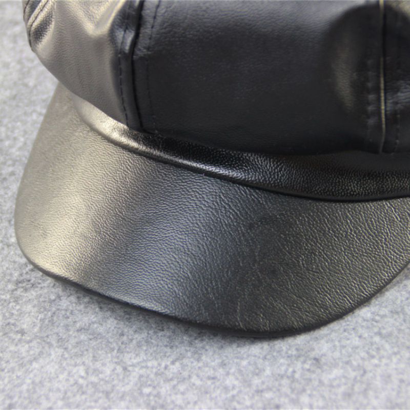 Hüte Damen Herbst Winter Leder Navy Kappe Berets Einfarbig Hut Im Freien Reise Wilden Retro Achteckigen Hut