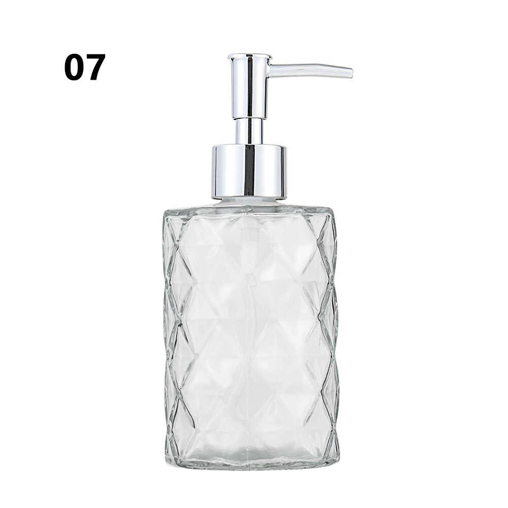 450ml glas vintage manuelt tryk flydende sæbedispenser badeværelse vask tilbehør stor kapacitet skridsikker hvid sølvfarve: 7