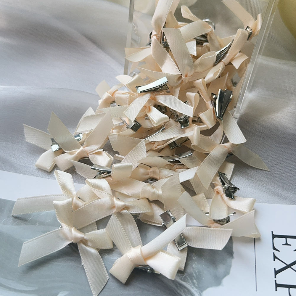 4/6/8/10 Uds. Mini lazo de Color sólido dulce para niños con pinza para el pelo, cinta estilo Ballet para niñas, accesorios para el cabello trenzados al por mayor: S / Gris