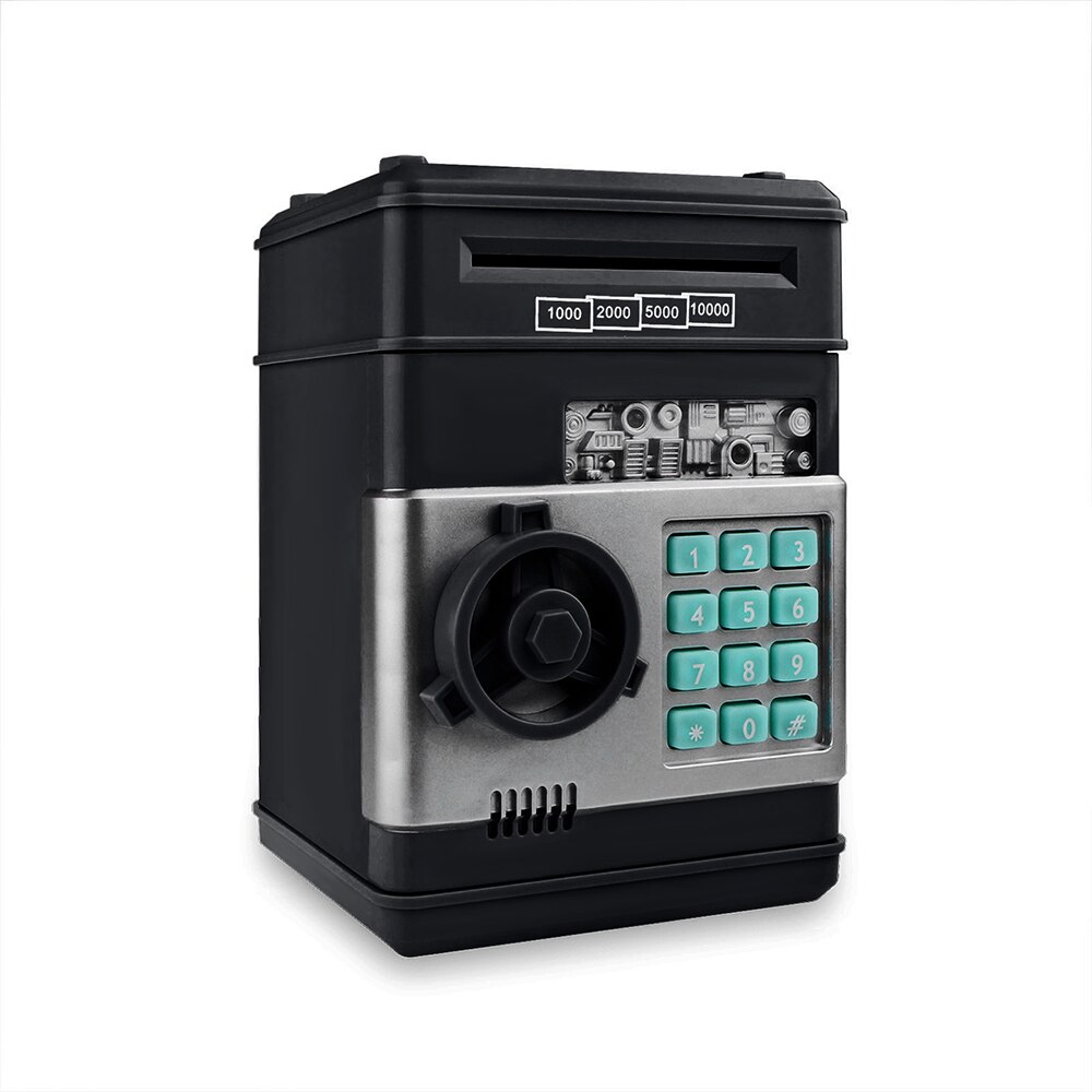 Tirelire électronique automatique avec mot de passe, coffre-fort automatique pour pièces de monnaie, dépôt de billets de banque,: Black