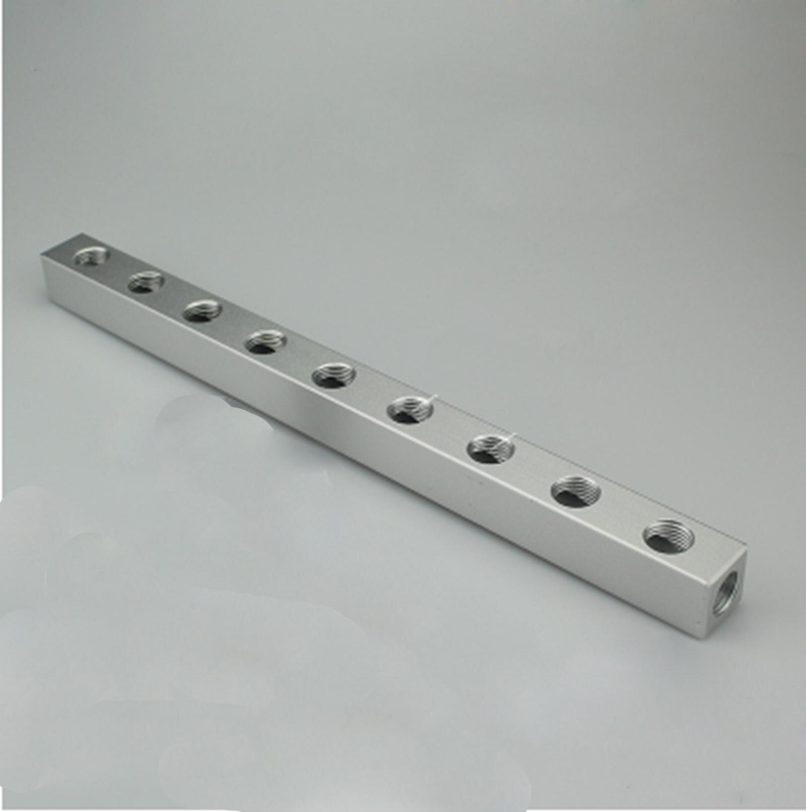 20x20mm 1/4" BSP 2-9 Ways Aluminum Pneumatic Fitting Manifold Block Splitter Air Water Gas Oil: 9 Ways 12 Ports