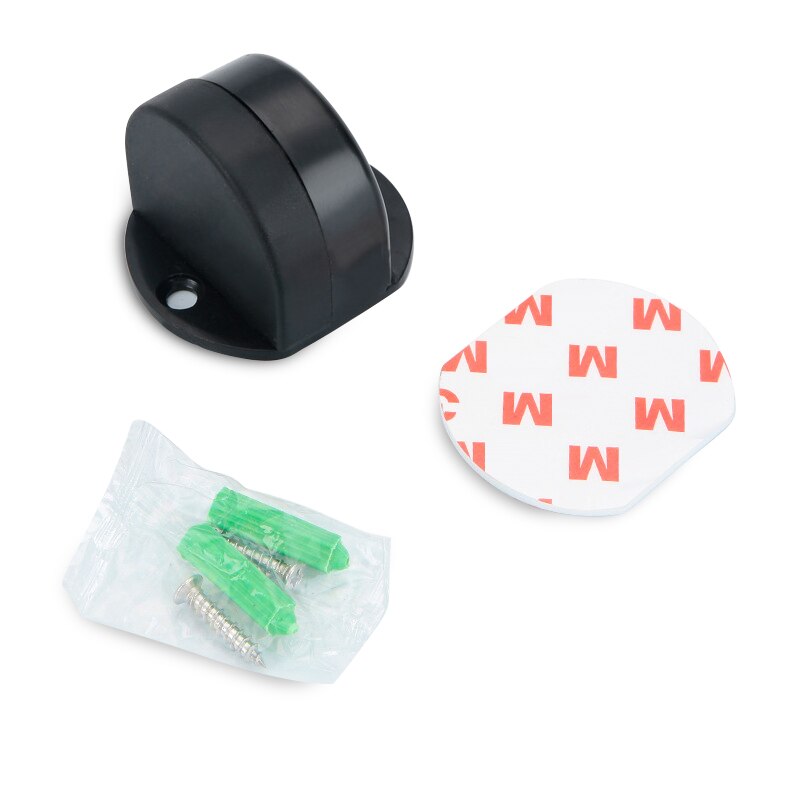 NAIERIDI Non-punch Sticker Water-proof Door Stop Stainless Steel Door Stopper Hidden Rubber Door Stop Furniture Door Hardware: Black