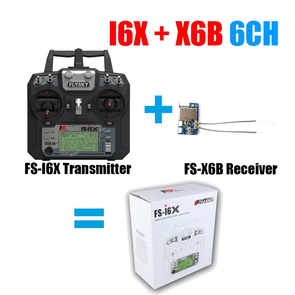 With Simulator Cable Flysky FS-i6X 2.4GHz 10CH RC Transmitter Radio Set 6ch 8ch 10ch Receiver For RC Heli Quad Airplane Car: with X6B Receiver