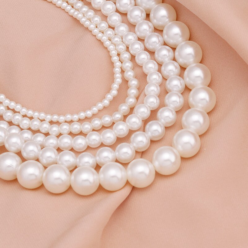 Klassische Elegante Weiß Nachahmung Perle Halsband Halskette Große Runde Perle Hochzeit Halskette für Frauen Charme Schmuck