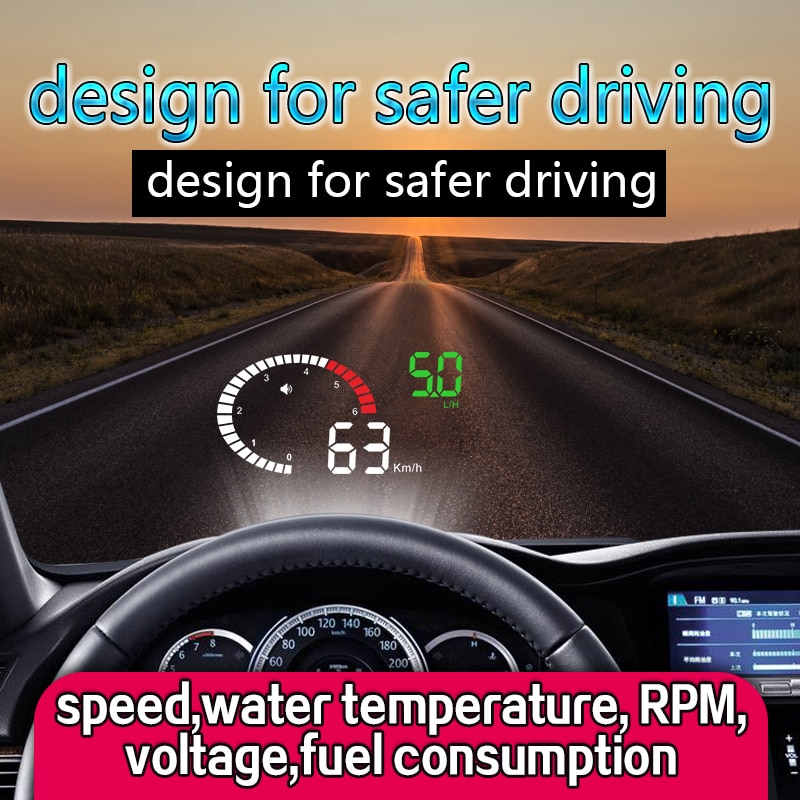 Hud OBD2 Auto Snelheid Projector Voorruit Projectie X6 Auto Styling Elektronica Tuning Cars Snelheid RPM Water Temperatuur Alarm