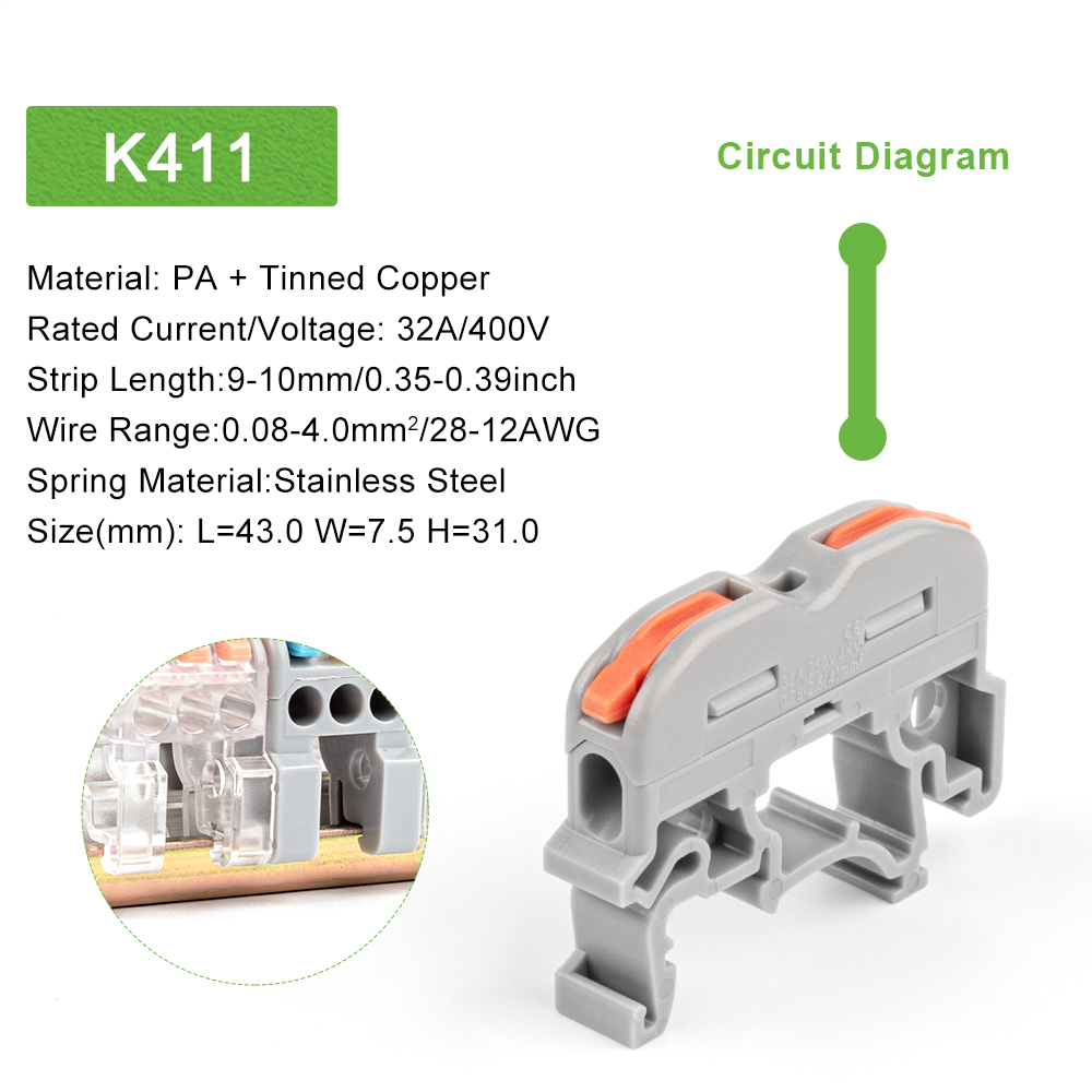Din Rail Draad Connector Snelle Universele Compacte Elektrische Kabel Led Licht Lamp Conector Geleider Terminal Blok 2/3pin: Army Green