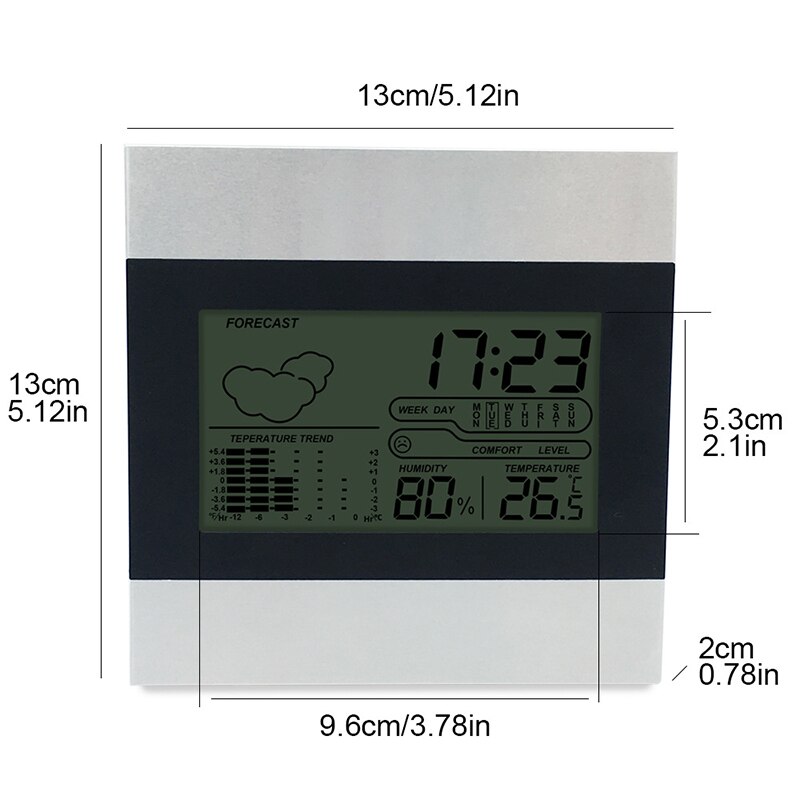 Digital Alarm Clock Travel Clock with Snooze Indoor Temperature Humidity Monitor Weather Forecast for Bedroom Bedside Travel