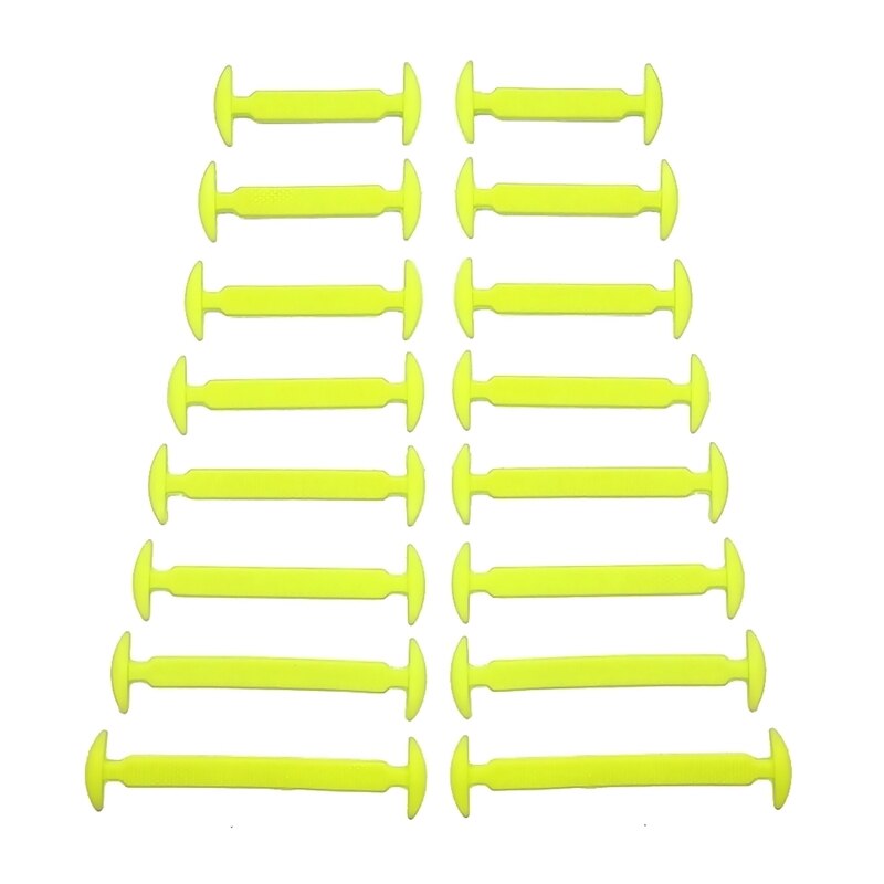 16 Stks/partij Schoenen Accessoires Geen Tie Schoenveters Unisex Elastische Siliconen Schoenveters Rubber Schoenveter: Yellow