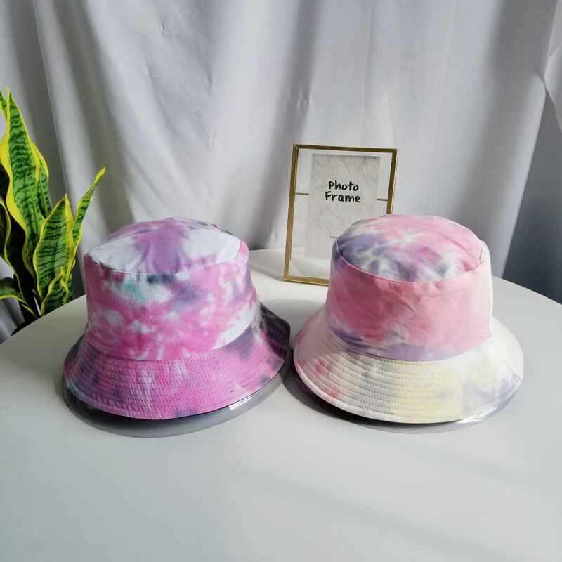 unisex sommer reversible svart hvit regnbue farge trykt fisker caps bøtte hattemaker menn kvinner