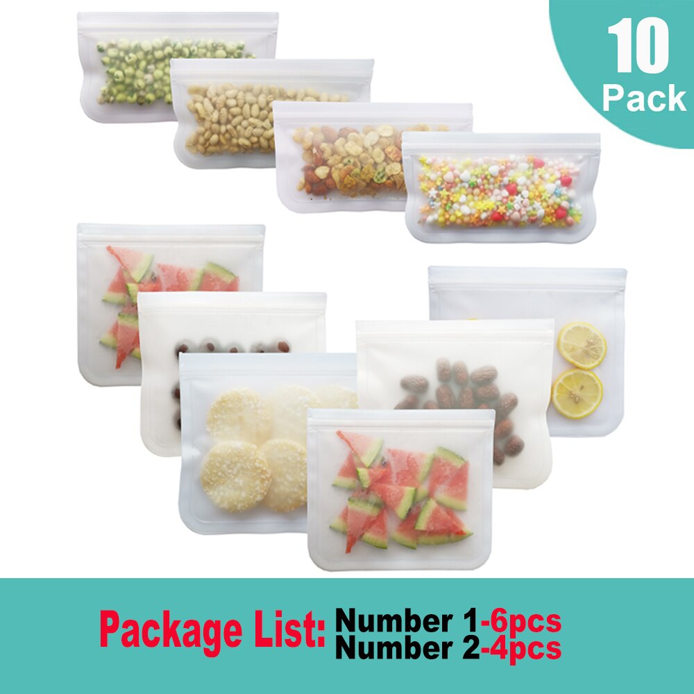 5-12 szt. Świeże torby robić przechowywania matowe pojemnik silikonowy na żywnosć worek szczelny szczyt owoce na przekąnarty pojemniki na domowy lodówka: 10 szt