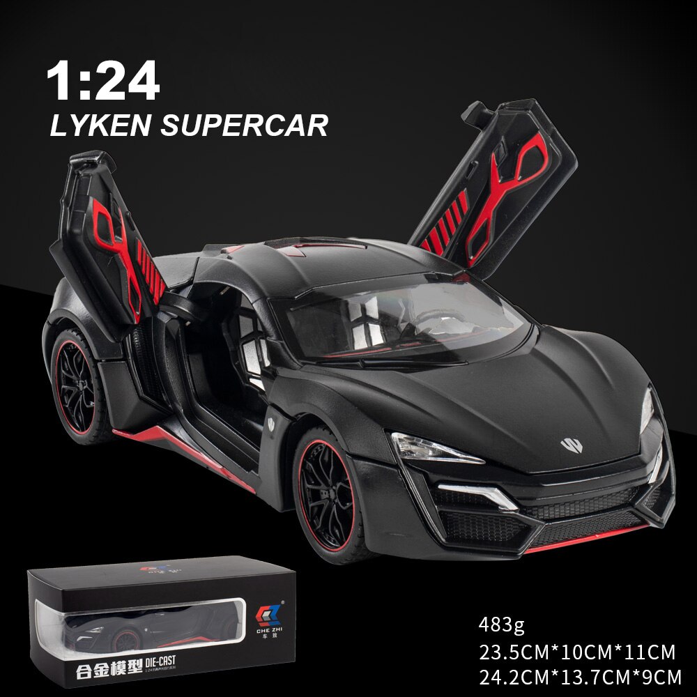 1:24 1:32 Lykan Hypersport In Lega Modello di Auto Giocattoli Pressofusi E Veicoli Auto giocattolo In Metallo Collezione Del Capretto Giocattoli Per Bambini Regali Veloce-Fast And Furious: Black send box