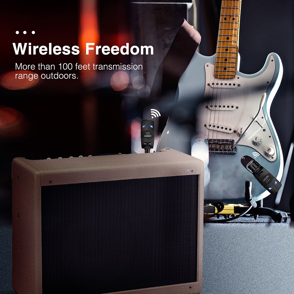 Lekato elektrisk guitar trådløs sender modtager dele tilbehør bassystem musik 2.4 ghz ism trådløst guitarsystem