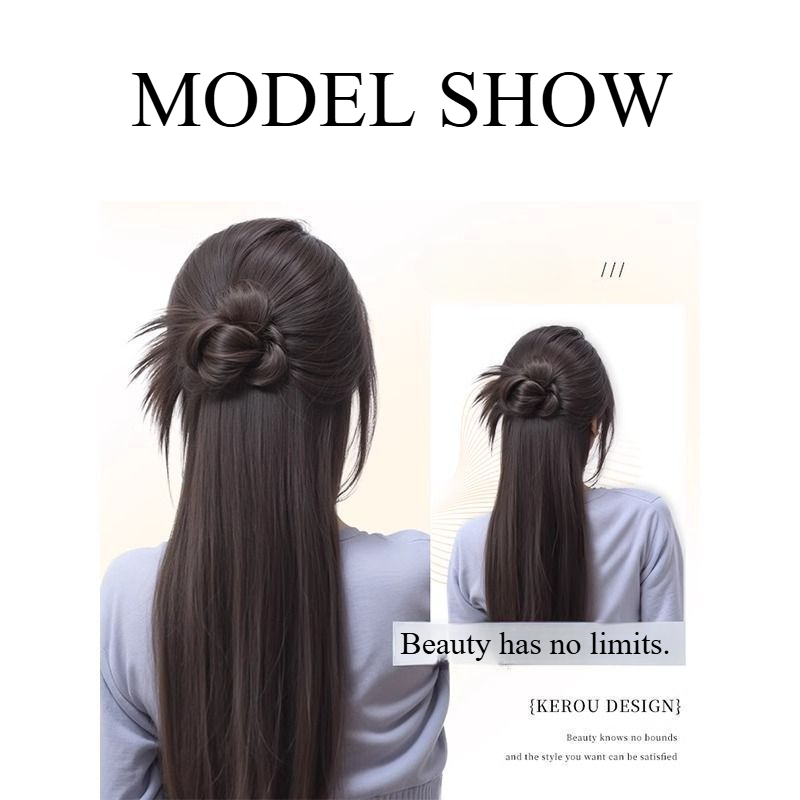 Moños para el cabello para mujer, extensiones De cabello con cabeza De bola, Extensiones De Cabello, pelucas De cola De caballo naturales,