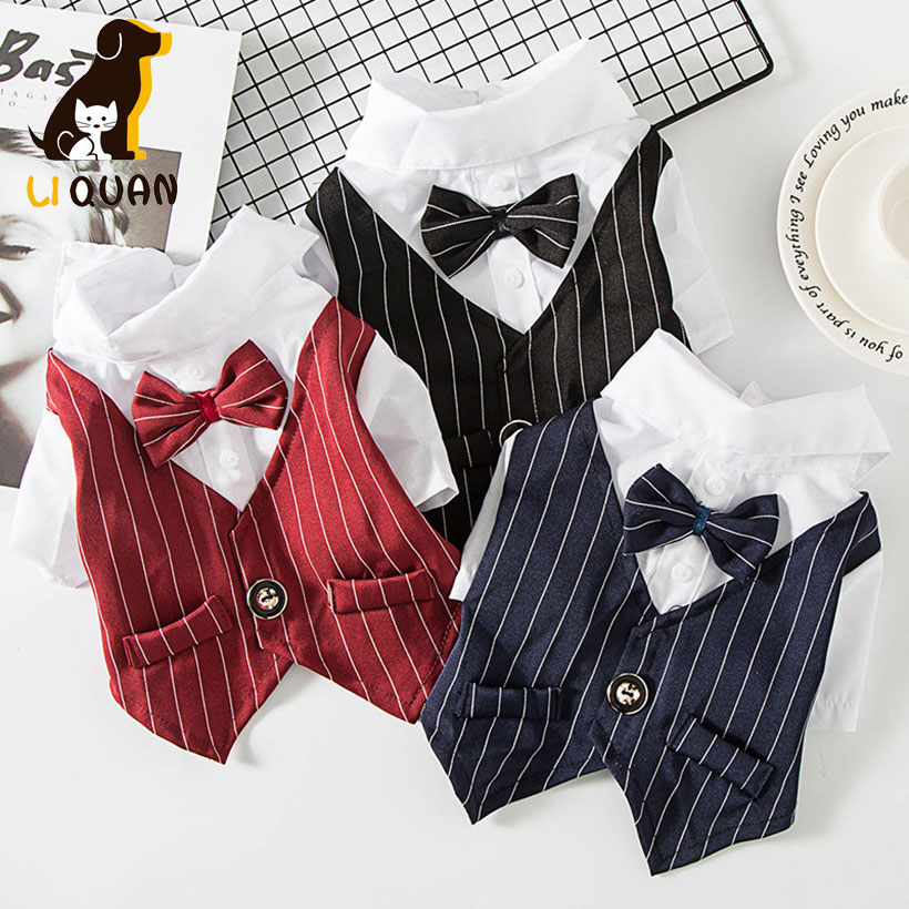 Gentleman Hond Kleding Bruiloft Hond Shirt Tuxedo Jasje Puppy Pet Jurk Kleine Hond Chihuahua Kostuum Zwarte Pet Party Kleding