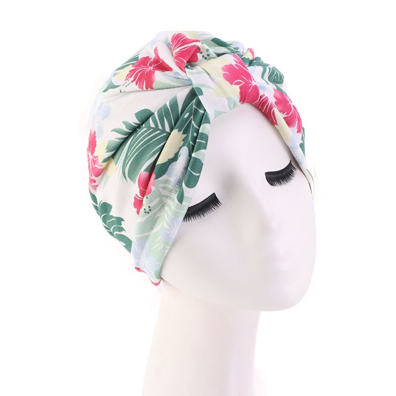 Elastische katoenen tulband hoed bloemenprint dames warme hoofddoek muts binnen hijabs muts moslim hijab vrouwelijke wikkel hoofd: Groente