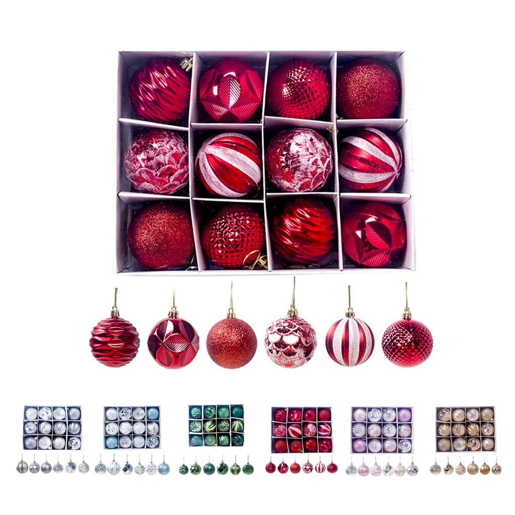 12pcs Christmas balls Xmas Tree Mini Hanging Baubles Decoration Ornament Small Christmas Tree Ornaments year Decor