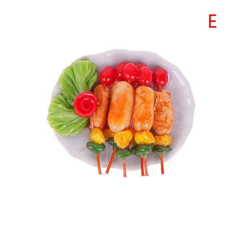1:12 Accessori casa delle bambole In Miniatura di Simulazione Barbecue Piatto di Decorazione Piatto Mini Barbecue Kebab Vassoio: E