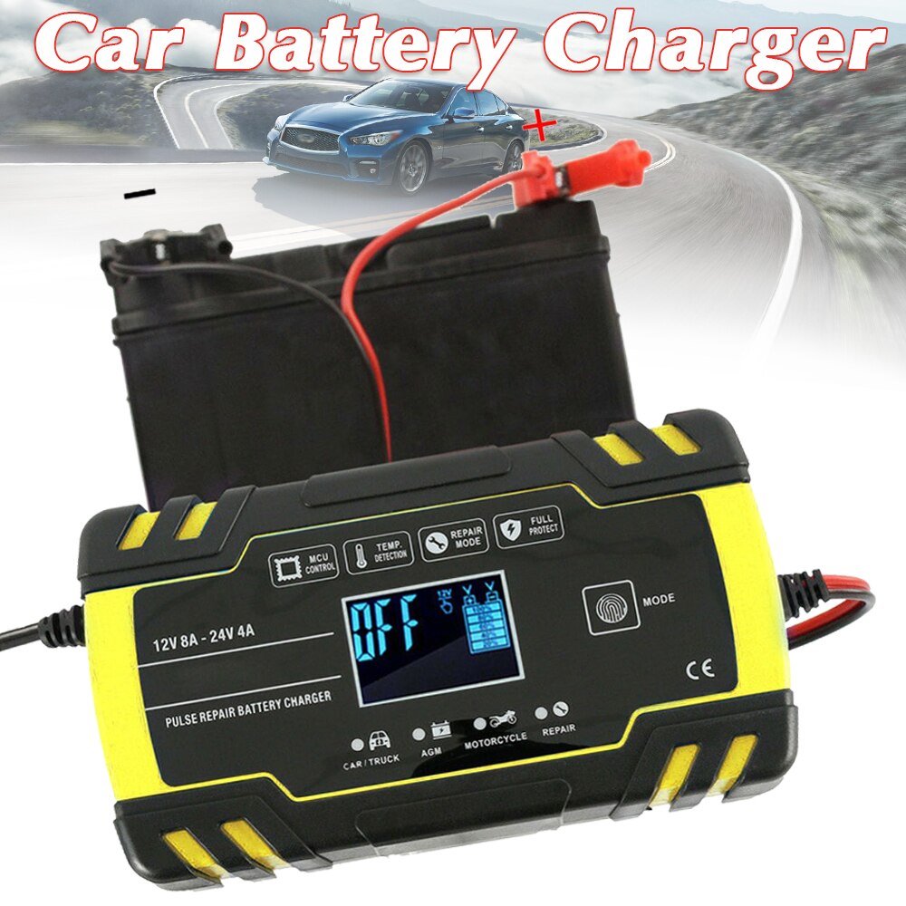 Volledige Automatische Car Battery Charger 12V-24V Car Battery Charger Power Pulse Reparatie Laders Gel Agm Natte efb Lood-zuur Laders