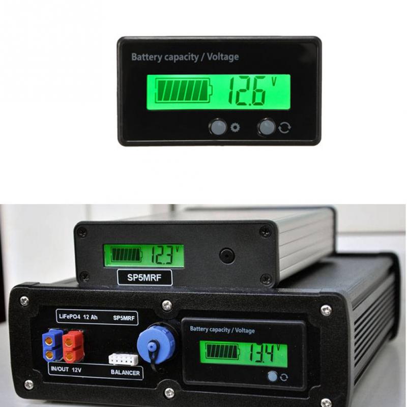 Gauge Buttons Voltage Meter Lithium Car Lead Acid Battery Backlit Universal Battery Capacity LCD Display Monitor Backlit Display
