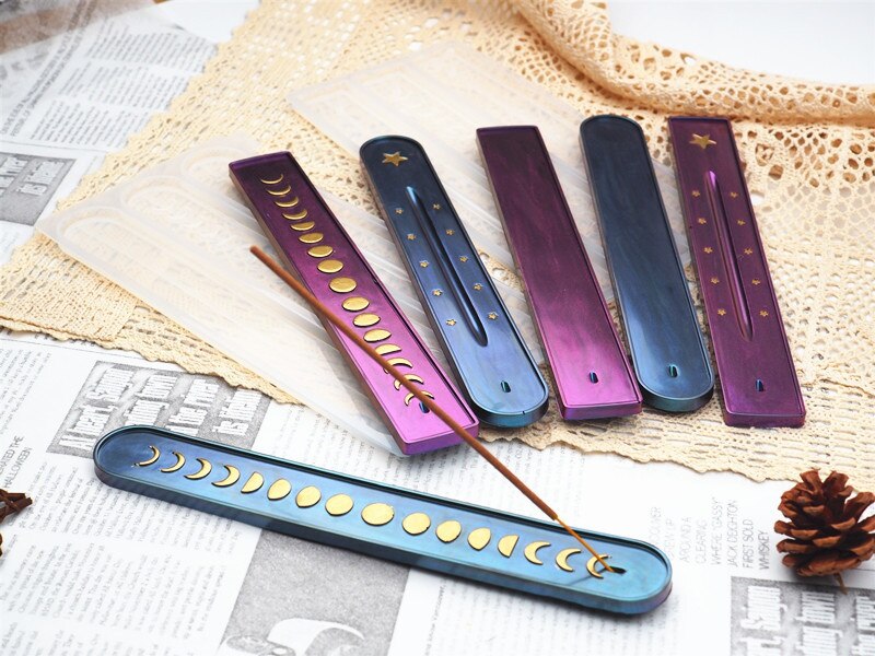 Diy harpiks epoxy krystal epoxy spejl silikone månefase stjerne røgelse line board plug silikone form røgelse æske