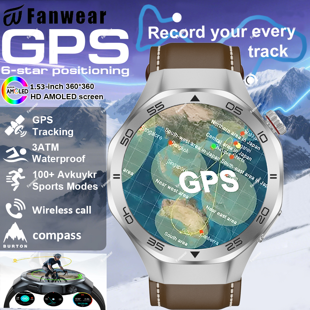 Fanwear Nuovo Orologio GT5 pro Astuto Della Vigilanza Degli Uomini HD AMOLED Schermo Zaffiro GPS inseguitore BT Chiamata saluto Impermeabile Smartwatch Frequenza Cardiaca: Rosso