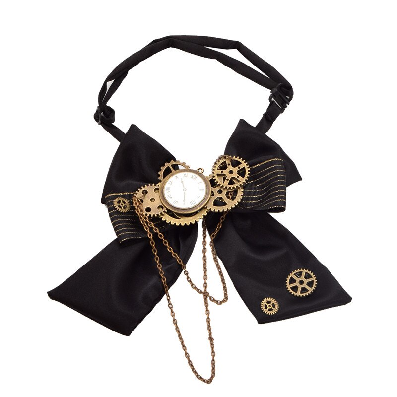 Nœud papillon Steampunk noir, accessoires de Costume, unisexe, Vintage victorien, cravate pour hommes