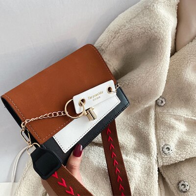 Mini kvinder crossbody tasker retro bred rem skulder messenger taske kvindelige luksus rejse håndtasker og punge: Brun -1