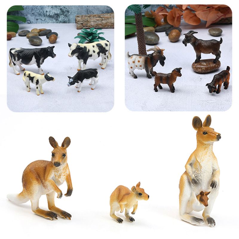 Simulation Parent-child Family Animal Model Toys Set Realistic Dog Duck Children Educational Prop Scene Decoration