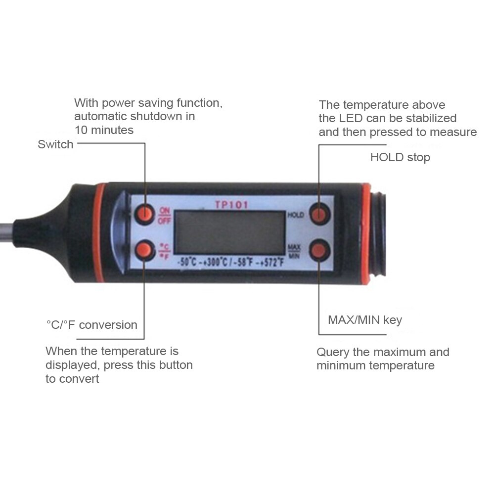 Termometer køkken elektrisk sonde bbq madlavningsværktøj sonde grill kogesensor mini kødovn termometer digitalt madlavningsværktøj