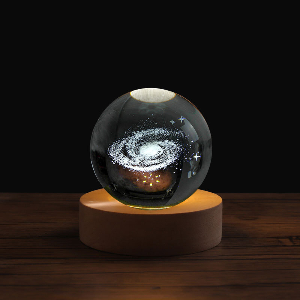Aesthetic Moon Crystal Sphere Clear Glass Galaxy Globe Night Light Crystal Ball Lamp Desktop Decoration Home Ornament: Multi-Colored
