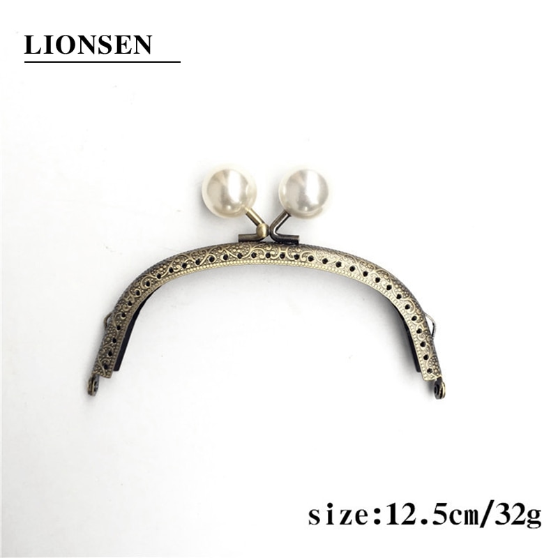 Cabeza de perla LIONSEN, asa metálica para MARCO DE bolso, Bronce Antiguo, para bolso de mano, accesorios para hacer Kiss, cierre de broche