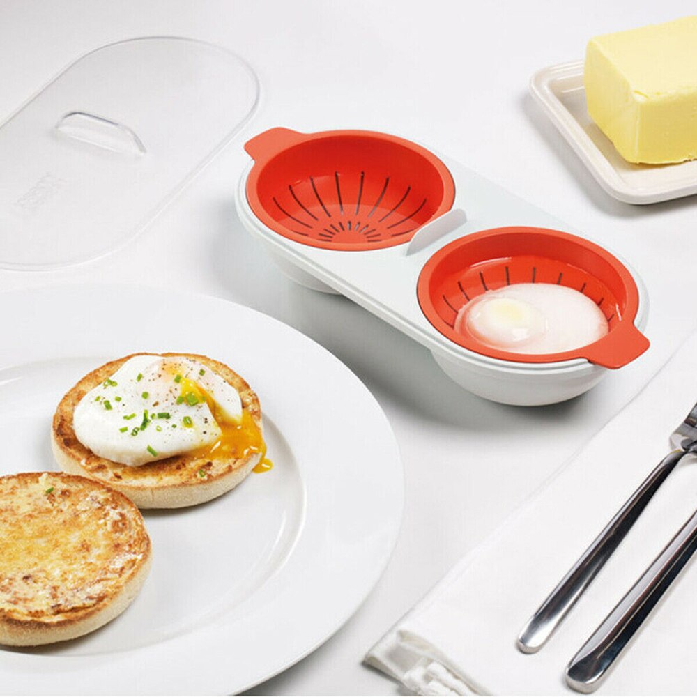 Pocher à œufs au micro-ondes, ustensile de cuisine de alimentaire, Double tasse, chaudière à œufs vapeur, outils de cuisson au four à micro-ondes