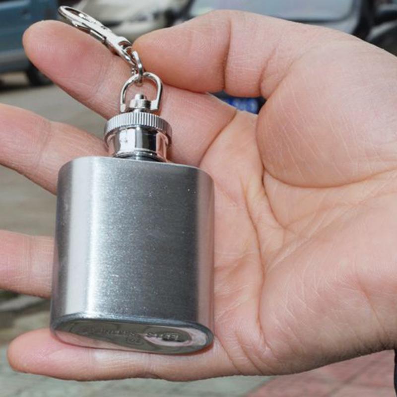 Heupfles mini pocket heupfles met sleutelhanger sleutelhanger drankopslag roestvrij staal 1oz