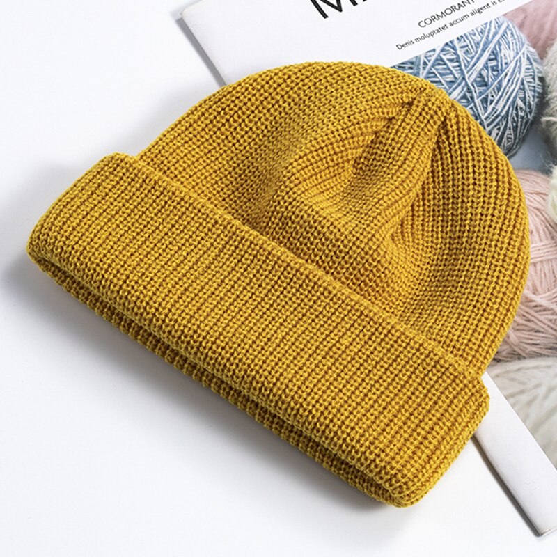 Bonnet tricoté pour hommes et femmes, chapeau pour l'hiver, rétro, Baggy, Melon, Docker, T8