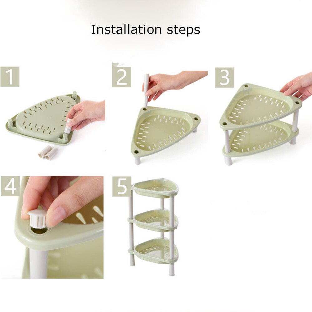 1 pcs Stackable 3-layer Kitchen Shelving Kitchen Storage Rack for Kitchen Bathroom Living Room