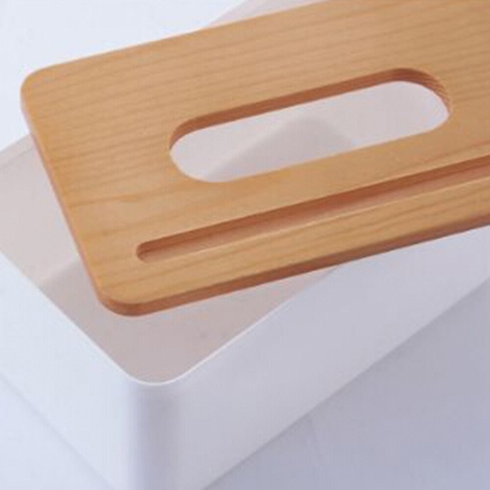 Home Kitchen Wooden Plastic Tissue Box Paper Towel Case Office Napkin Holder