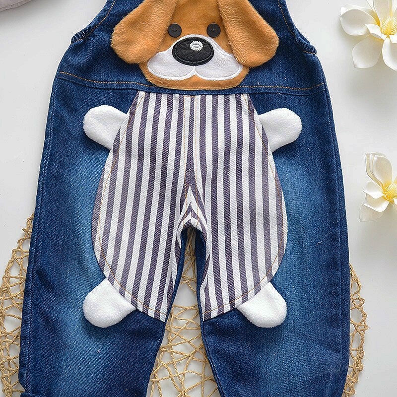 Diimuu Baby Kinderen Jongens Kleding Rompertjes Peuter Kids Overalls Denim Broek Casual Jumpsuits Lange Mouwen Cartoon Broek 1-3T