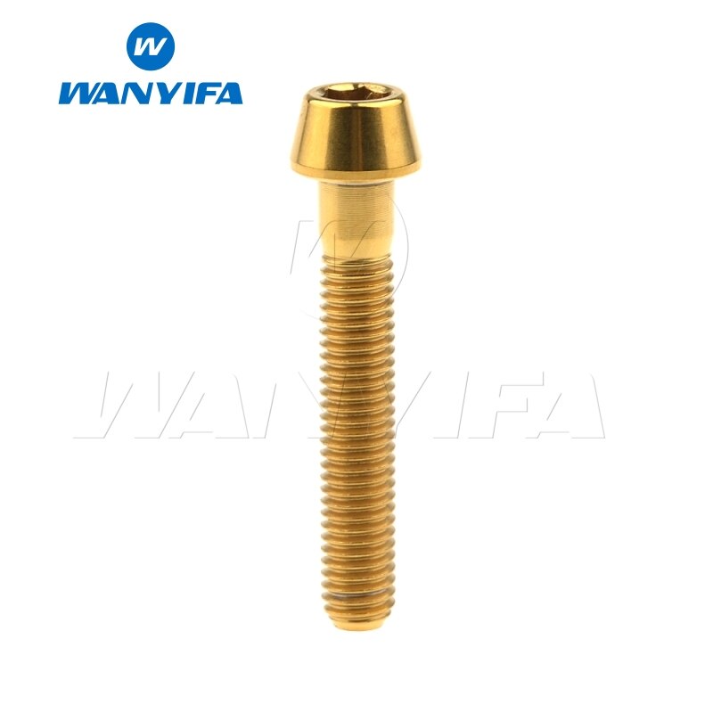Wanyifa Titanium Ti Bolt Screw Conical Tapered Head Bolt for Bicycle Headset M6 x 20 25 30 35mm: M6x30mm Golden