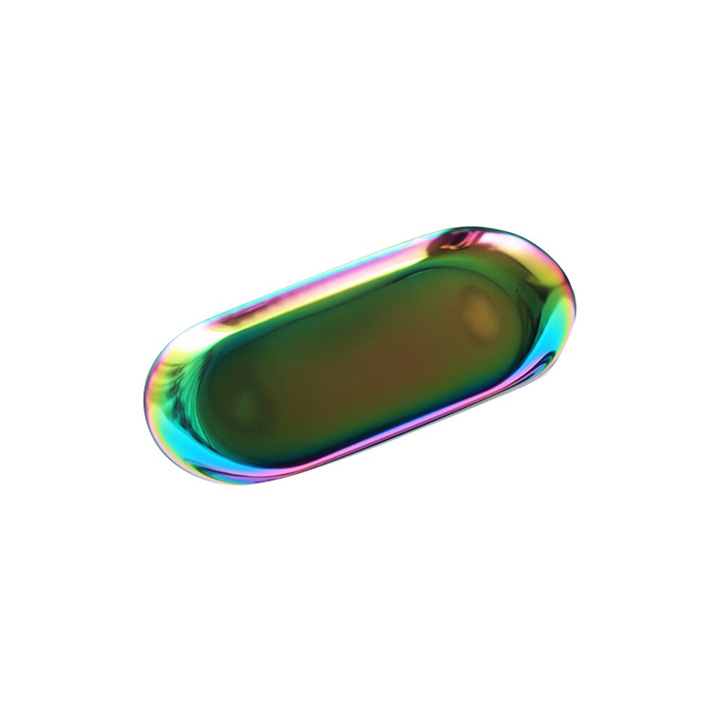 Metal Storage Tray Towel Plate Oval Stainless Steel Jewelry Tray Small Items Dessert Dish Plate Decorative Article: 3 / 230 x 94mm